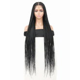 Ultra Long Front Lace Box Braided Straight Wig 36 Inch